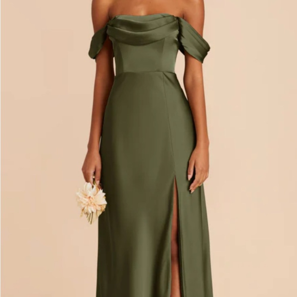 BirdyGrey Mia Convertible Dress - Olive Matte Satin